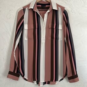 Ann Taylor Vertical Stripes Long Sleeve